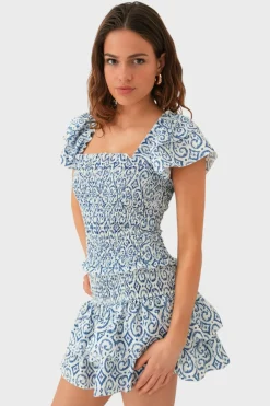 "Florence" ruffle top blue