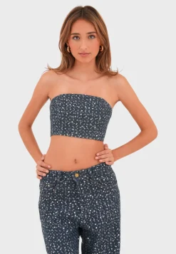 "Glitter denim" top