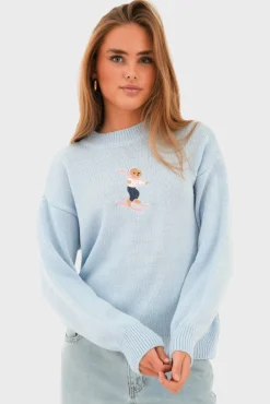 "Hit the slopes" sweater light blue
