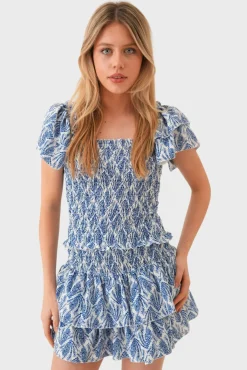 "Mykonos" ruffle top blue