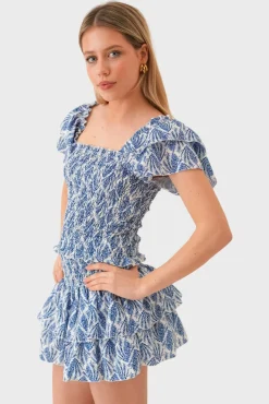 "Mykonos" ruffle top blue
