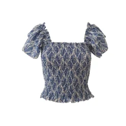 "Mykonos" ruffle top blue