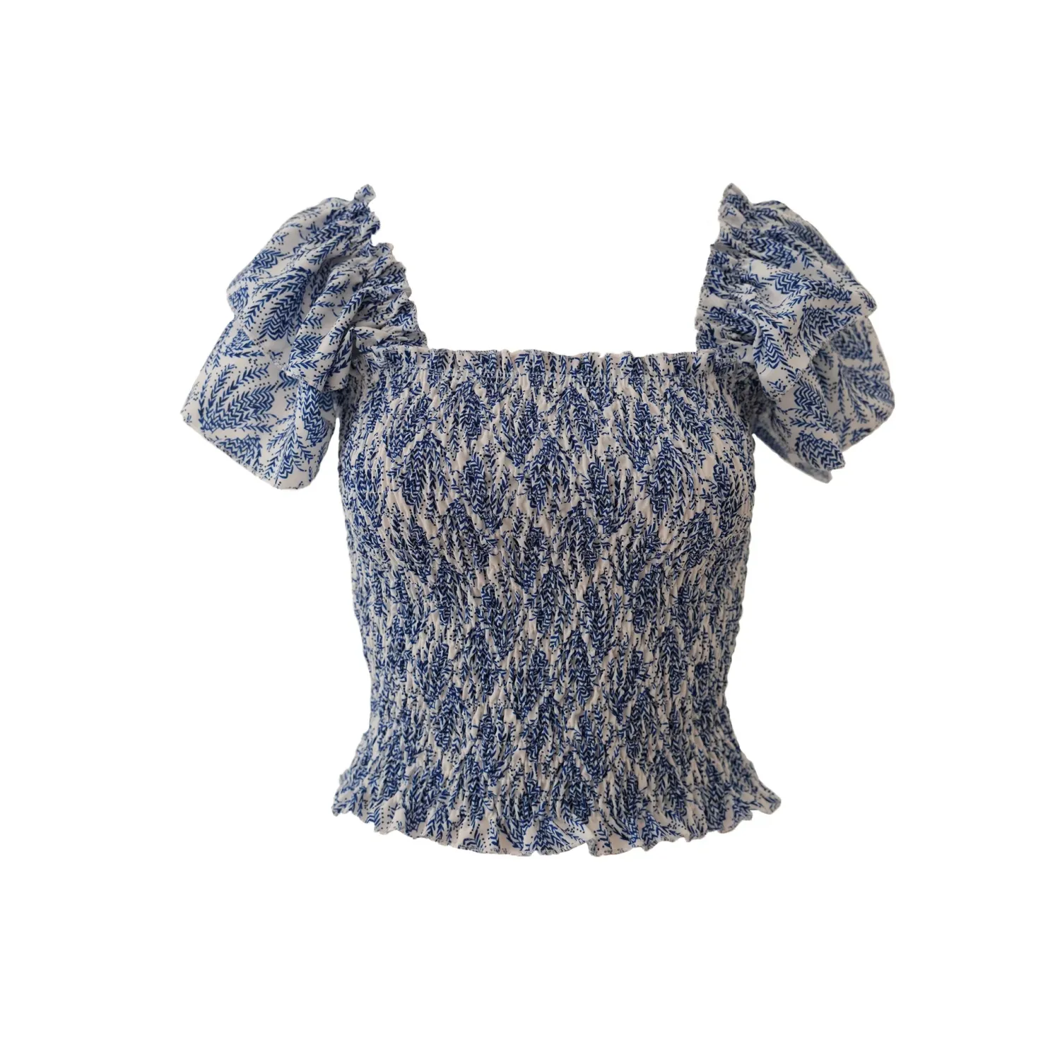 "Mykonos" ruffle top blue