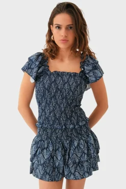 "Mykonos" ruffle top navy
