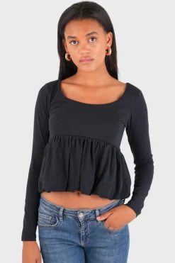 "Peplum" top navy