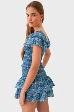 "Tulum" ruffle top blue